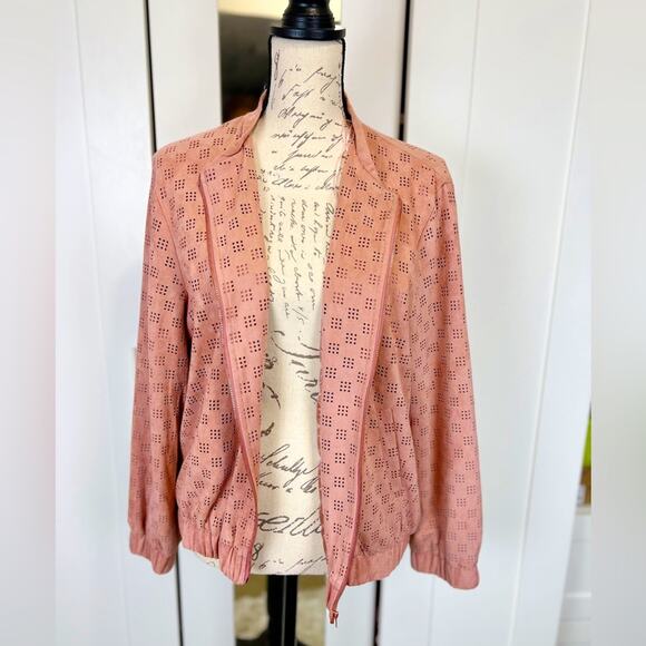 REBECCA ELLIOT NWOT Faux Suede Bomber Jacket Size Large - Picture 1 of 9